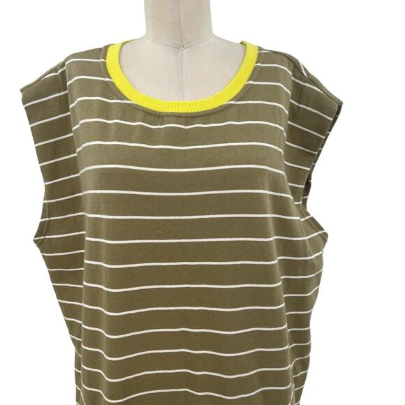 Anthropologie‎ Daily Practice Tee Dress Striped Light Fleece Green Size Large - Picture 3 of 11